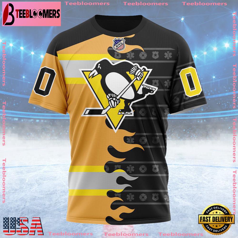 NHL Pittsburgh Penguins Special First Responders Design Custom T Shirt, Pittsburgh Penguins Shirt