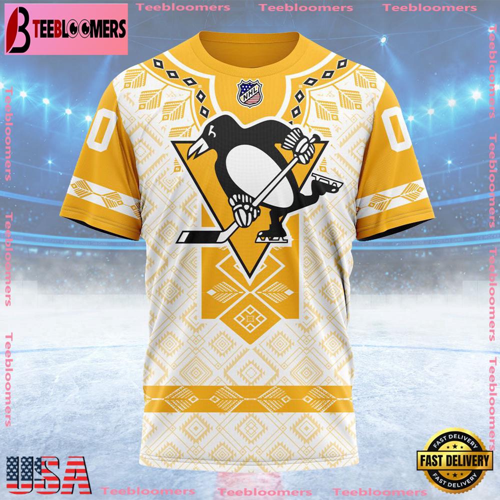 NHL Pittsburgh Penguins Special Native Heritage Design Custom T Shirt, Pittsburgh Penguins Shirt