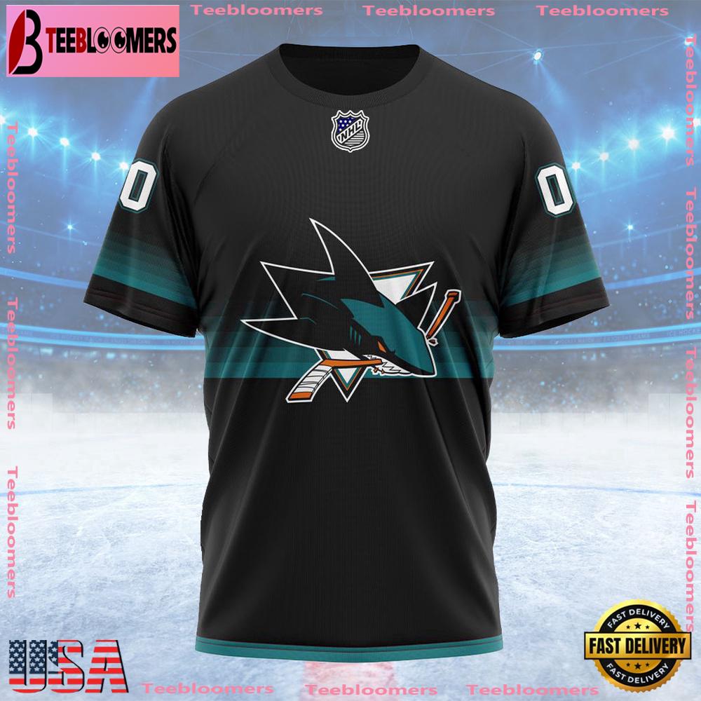 NHL San Jose Sharks Special Black And Gradient Design Custom T Shirt, San Jose Sharks Shirt