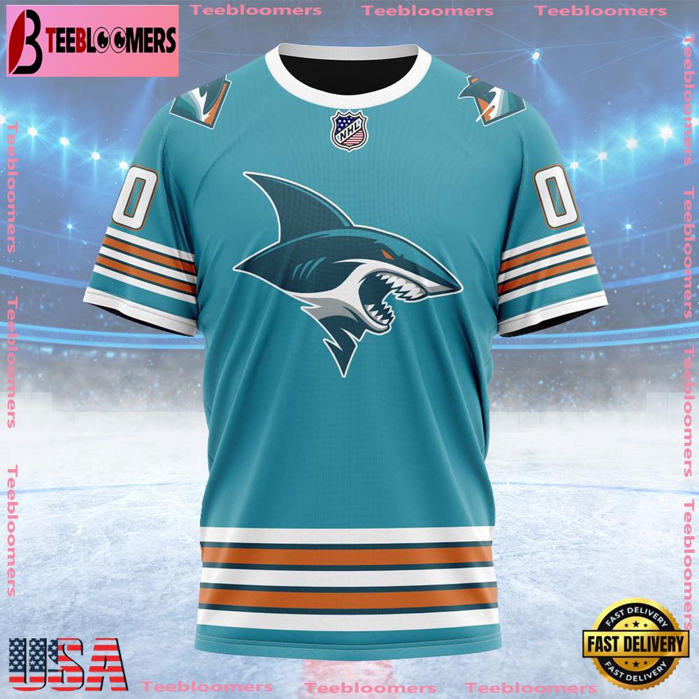 NHL San Jose Sharks Special Colour Rush Design Custom T Shirt, San Jose Sharks Shirt