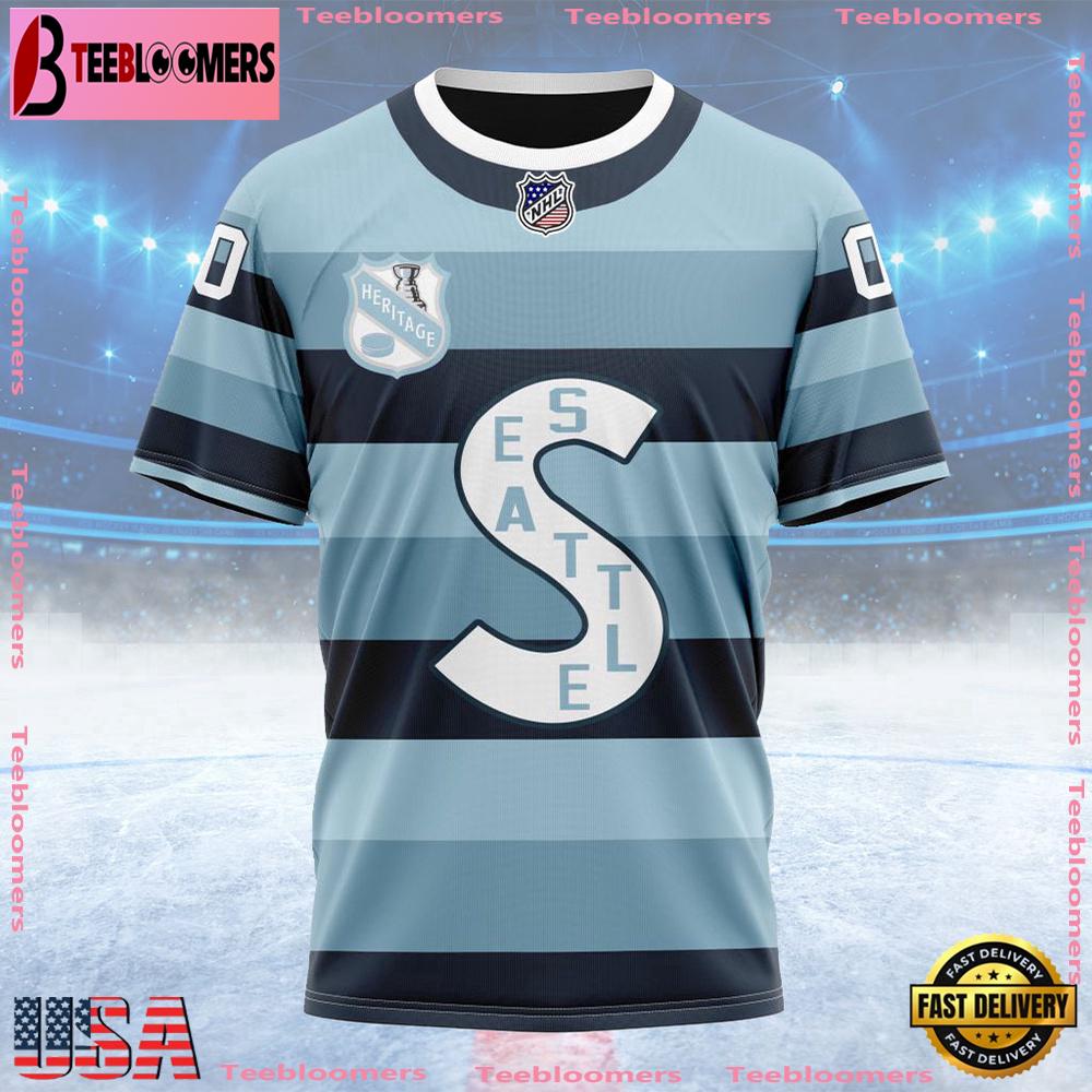 NHL Seattle Kraken Personalized Heritage Design Custom T Shirt, Seattle Kraken Shirt