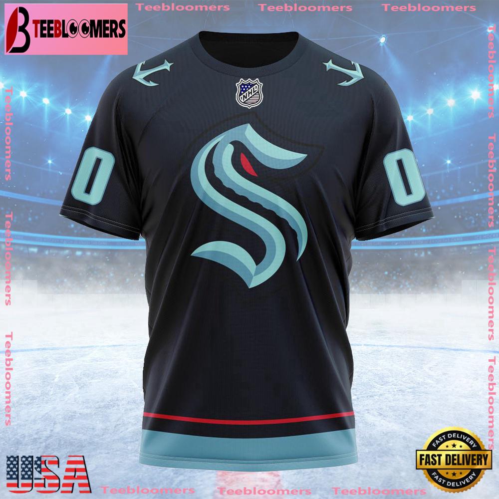 NHL Seattle Kraken Personalized Home Kits Custom T Shirt, Seattle Kraken Shirt , NHL Fans Gifts NHL Seattle Kraken Personalized Home Kits Custom T Shirt, Seattle Kraken Shirt , NHL Fans Gifts