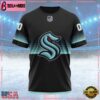 NHL Seattle Kraken Special Black And Gradient Design Custom T Shirt, Seattle Kraken Shirt