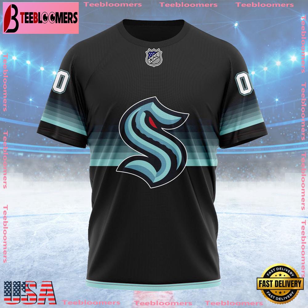 NHL Seattle Kraken Special Black And Gradient Design Custom T Shirt, Seattle Kraken Shirt