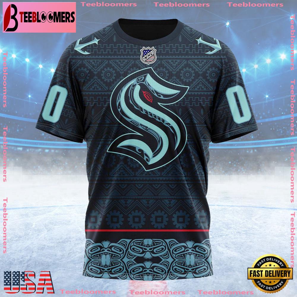 NHL Seattle Kraken Special Design With Native Pattern Custom T Shirt, Seattle Kraken Shirt , NHL Fans Gifts NHL Seattle Kraken Special Design With Native Pattern Custom T Shirt, Seattle Kraken Shirt , NHL Fans Gifts