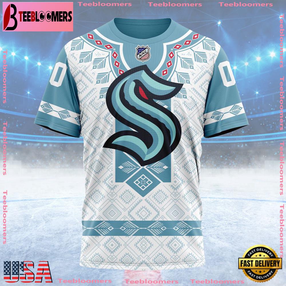 NHL Seattle Kraken Special Native Heritage Design Custom T Shirt, Seattle Kraken Shirt , NHL Fans Gifts NHL Seattle Kraken Special Native Heritage Design Custom T Shirt, Seattle Kraken Shirt , NHL Fans Gifts