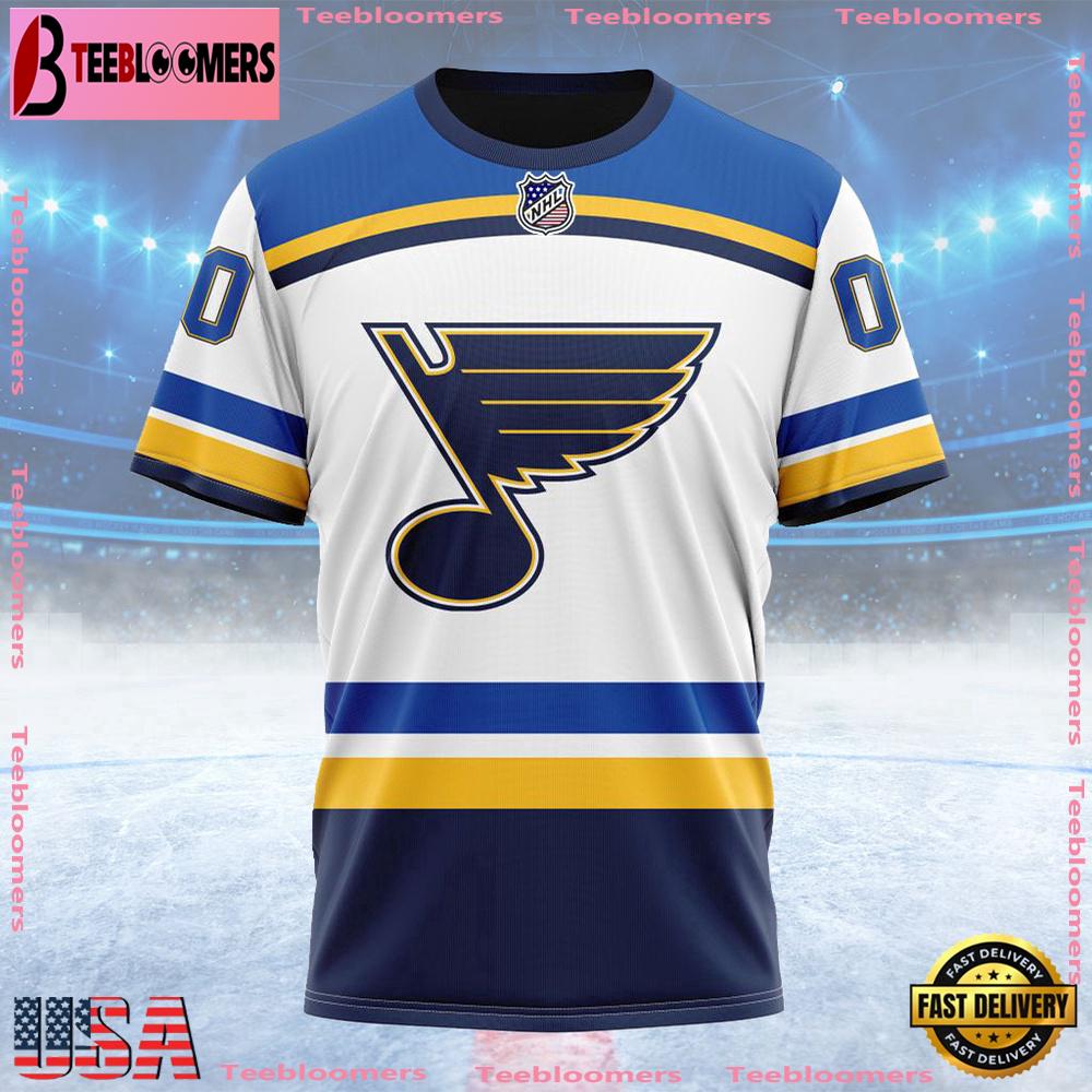 NHL St Louis Blues Personalized Away Kits Custom T Shirt, St Louis Blues Shirt