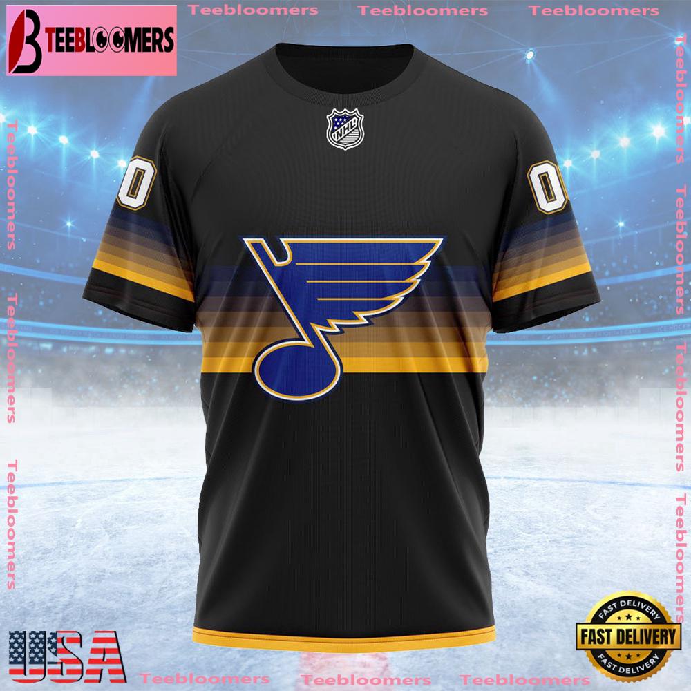 NHL St Louis Blues Special Black And Gradient Design Custom T Shirt, St Louis Blues Shirt