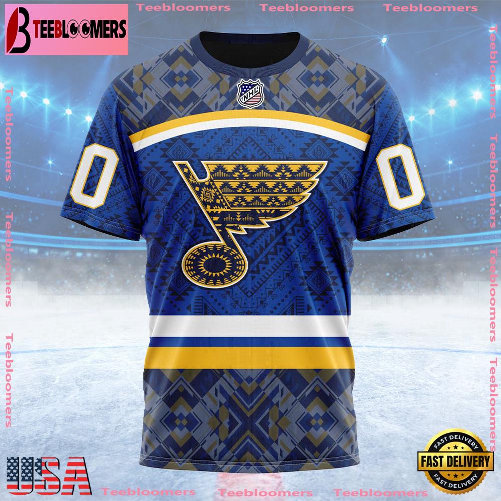 NHL St Louis Blues Special Design With Native Pattern Custom T Shirt, St Louis Blues Shirt