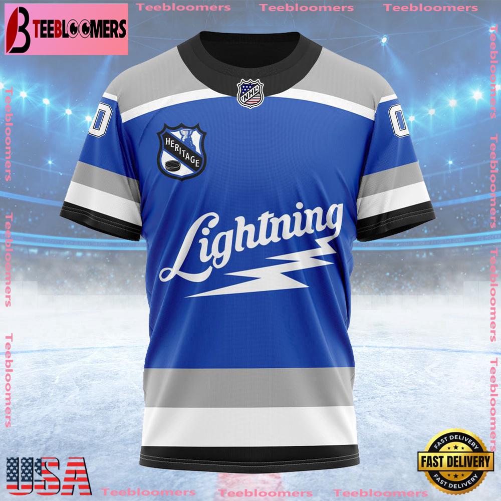 NHL Tampa Bay Lightning Personalized Heritage Design Custom T Shirt, Tampa Bay Lightning Shirt