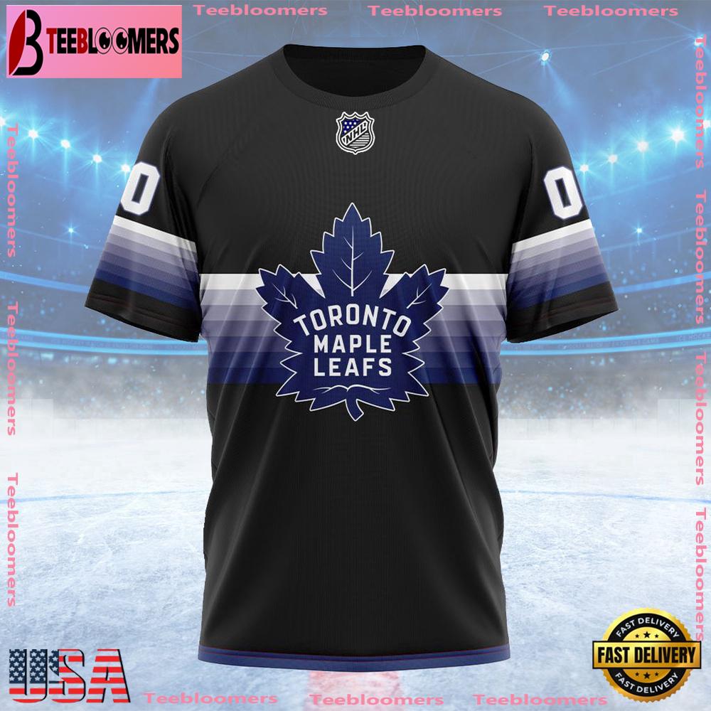 NHL Toronto Maple Leafs Special Black And Gradient Design Custom T Shirt, Toronto Maple Leafs Shirt