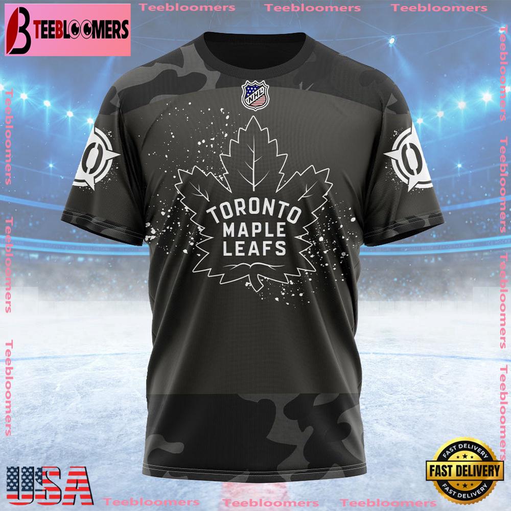 NHL Toronto Maple Leafs Special Black Camo Design For Veterans Day Custom T Shirt, Toronto Maple Leafs Shirt