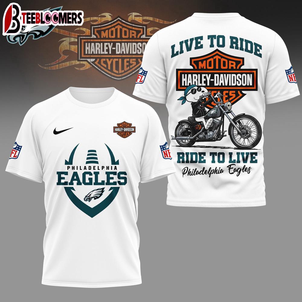 Philadelphia Eagles NFL Snoopy Harley Davidson 3D Shirt For Fans