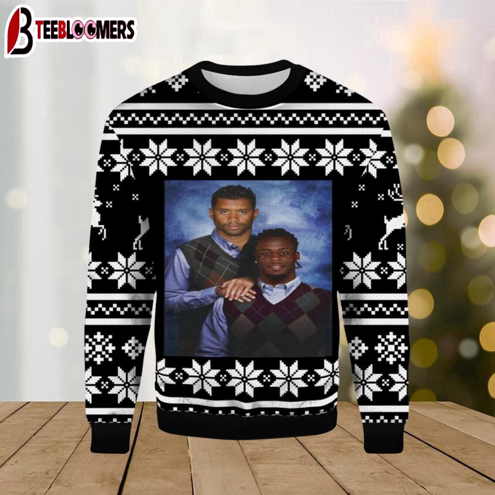 Russell Wilson Jerry Jeudy Denver Broncos Ugly Christmas Sweater