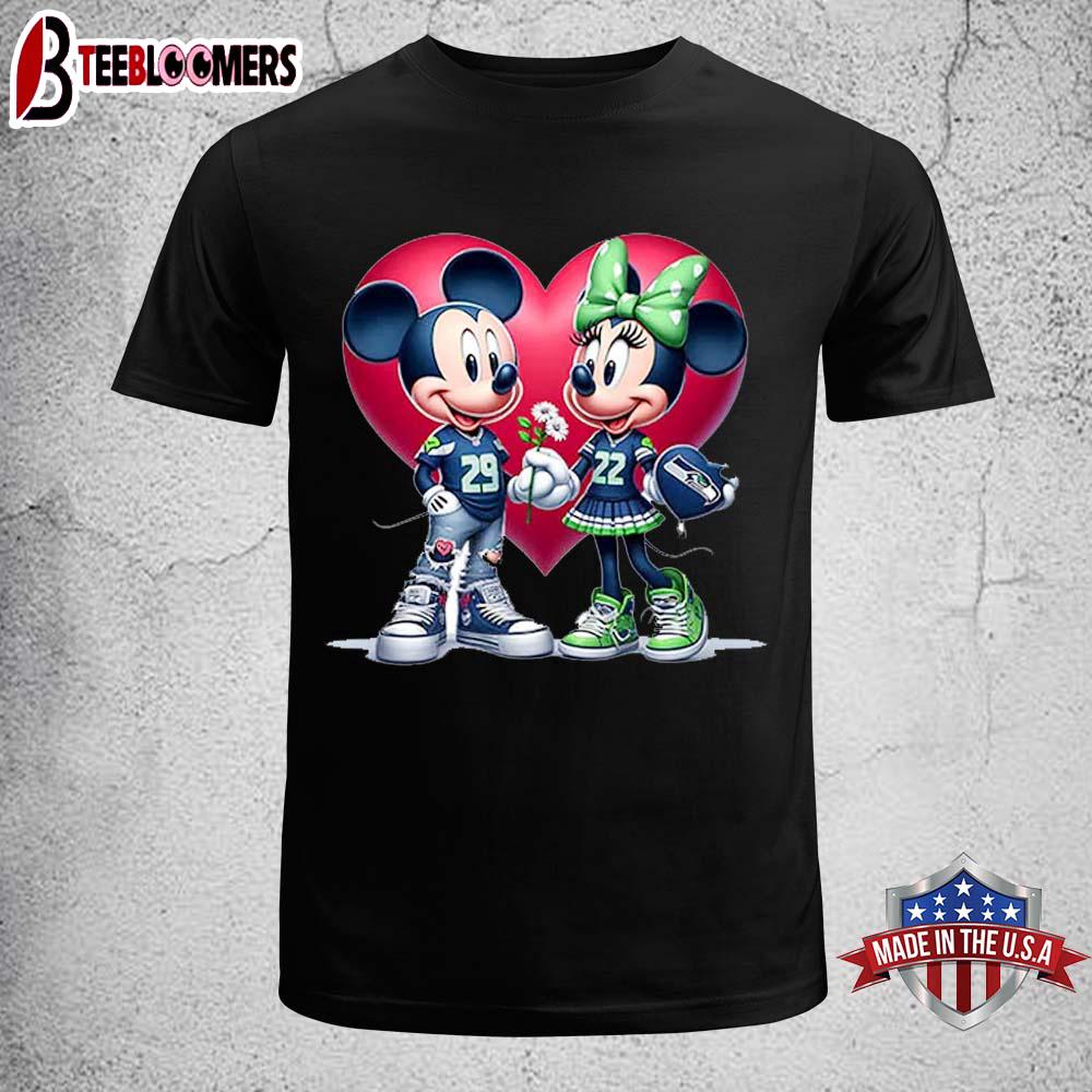 Seattle Seahawks Mickey And Minnie Mouse Unisex T-Shirt