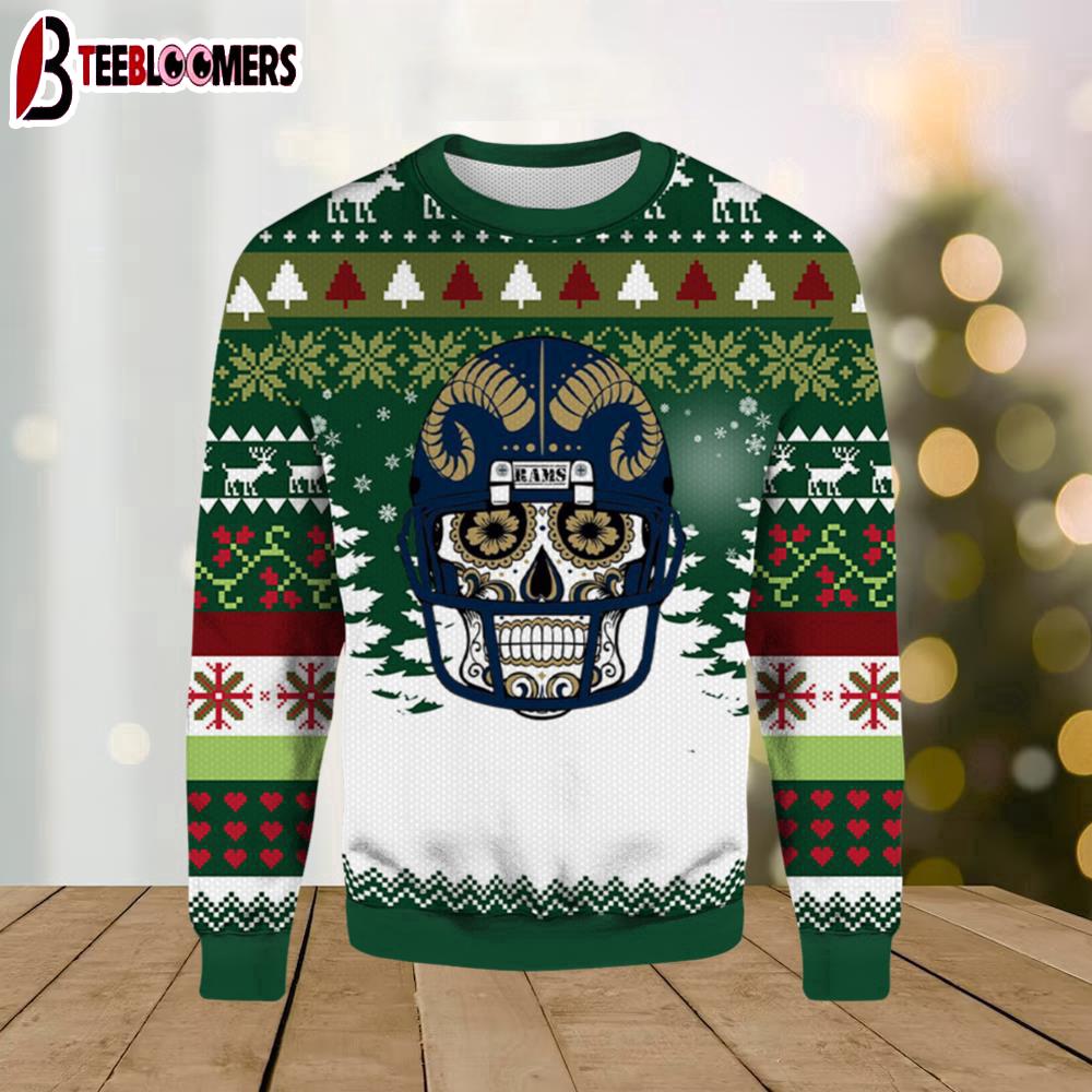 Skull Dia De Rams Los Angeles Rams Ugly Christmas Sweater