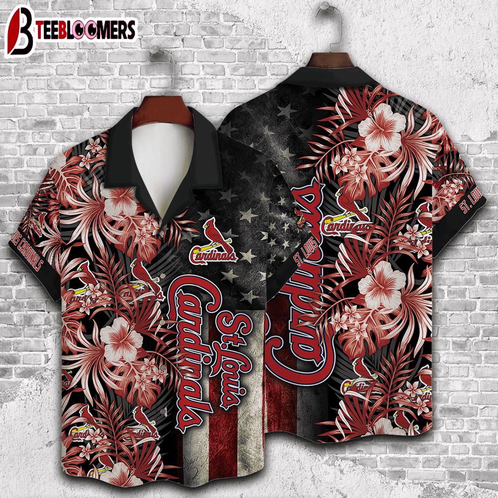 St. Louis Cardinals Patriotic Floral Summer Hawaiian Shirt