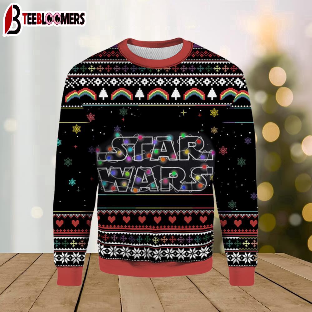 Star War Christmas Lights Logo Vintage Ugly Christmas Sweater