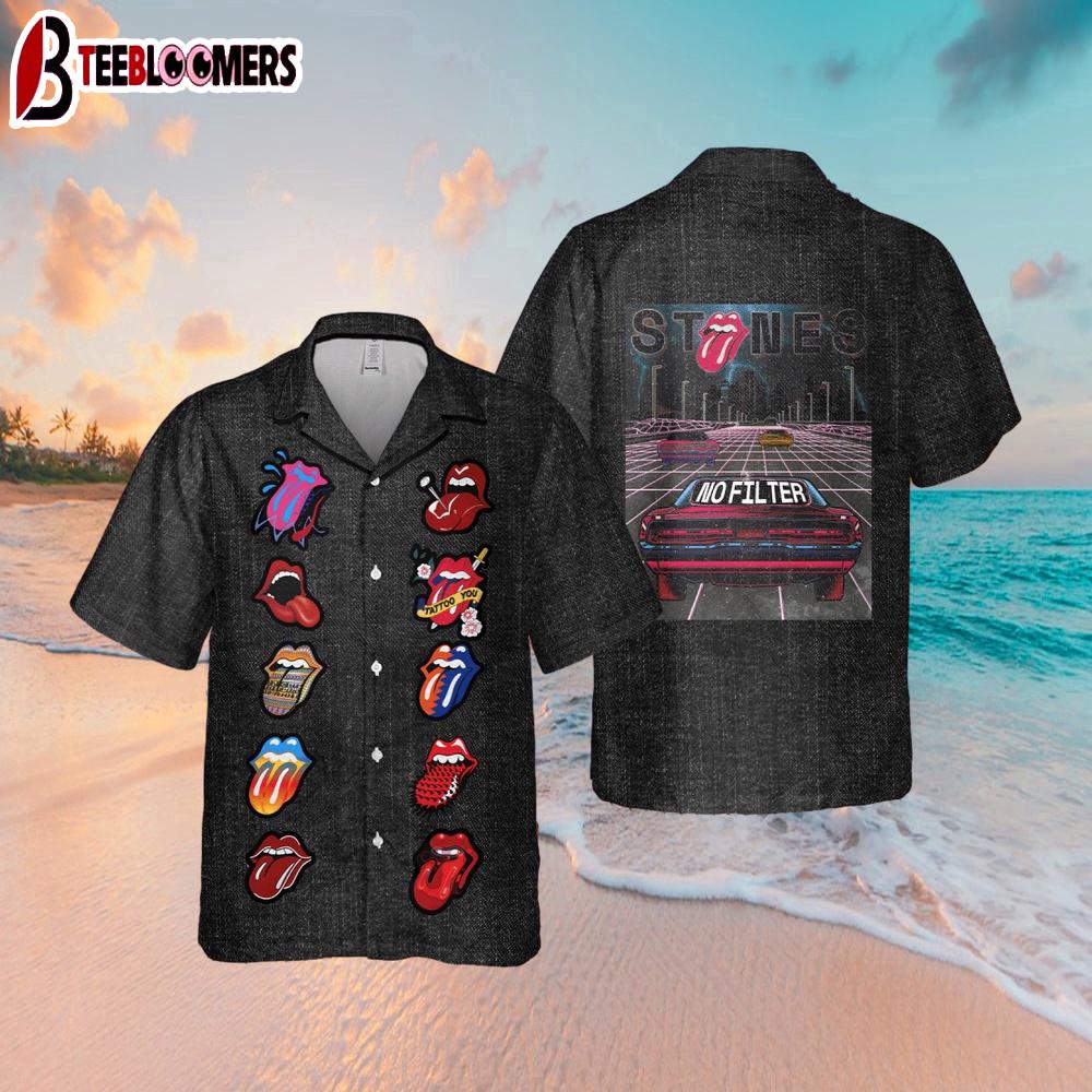 The Rolling Stones No Filter Tour Denim Pattern Hawaiian Shirt
