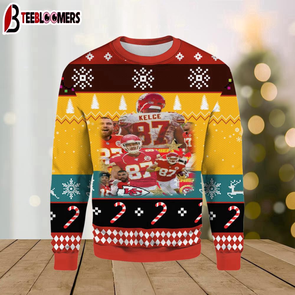 Travis Kelce #87 KC Chiefs Ugly Christmas Sweater